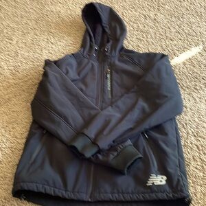 New balance gently worn mens jacket. Black faux sherpa hooded jacket. Size L